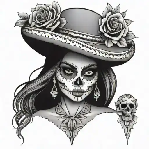 the catrina mexican woman tattoo design idea