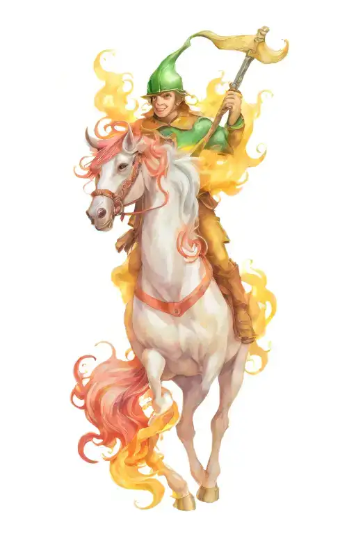 elf centaur firefighter wielding a fire tattoo design idea