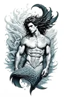 merman tattoo design idea
