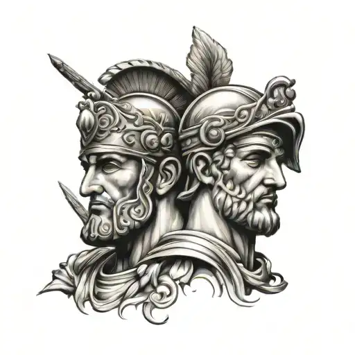 Roman emperors Augusto and Aureliano military style to honour my two sons named after the emperors tattoo design idea