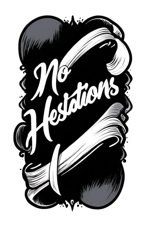 No Hesitations cursive writing tattoo design idea