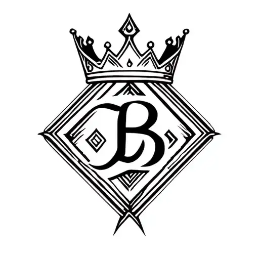 letter b with a crown on top inside of a square  tattoo design idea