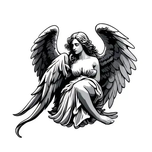 good and bad angel tattoo design idea