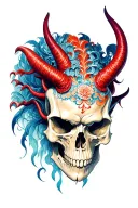 japanese devil skull tattoo design idea