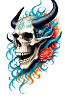 japanese devil skull tattoo design idea
