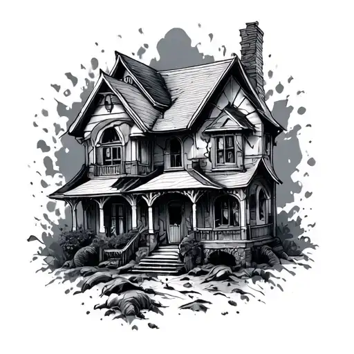 broken home tattoo design idea
