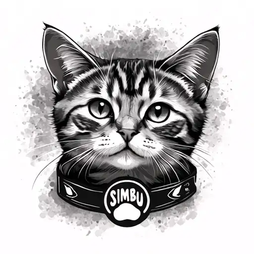 my cat name Simbu with paw sign on wrist band tattoo design idea