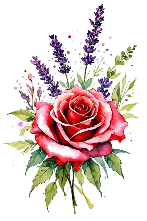 red rose, lavender, gladioli tattoo design idea