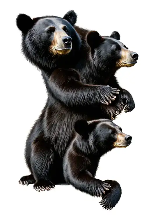 realistic black bear family of 5 forearm sleeve tattoo tattoo design idea