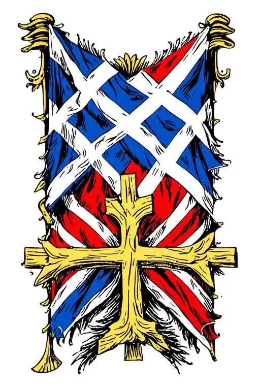 Scotland flag and a regular cross intertwined tattoo design idea