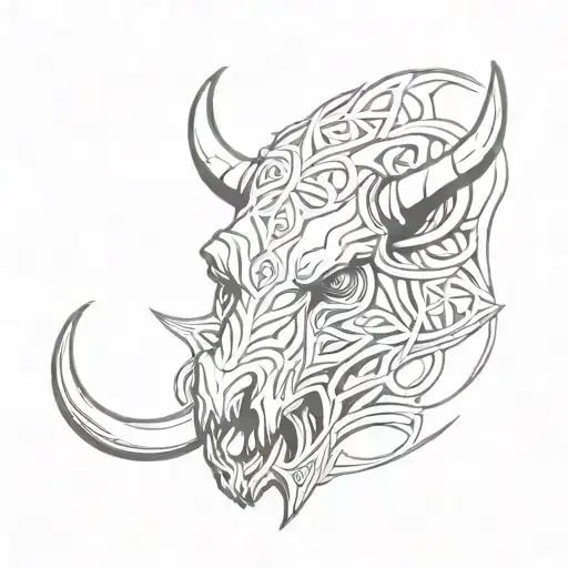 celtic boar skull angry tattoo design idea