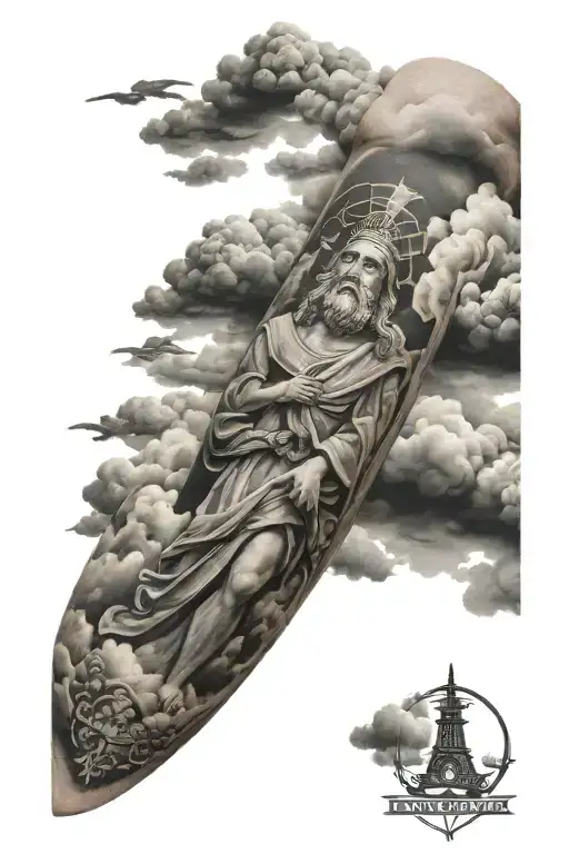 biblical forearm tattoo with clouds tattoo design idea