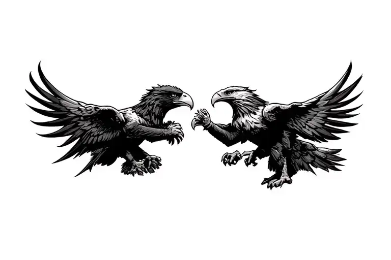 Sun Wave Music Friends Eagle Wrestling tattoo design idea