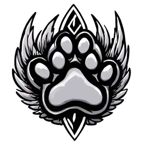 dog paw print with wings in a celtic style  tattoo design idea
