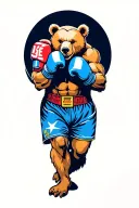 bear boxing fighter tattoo design idea