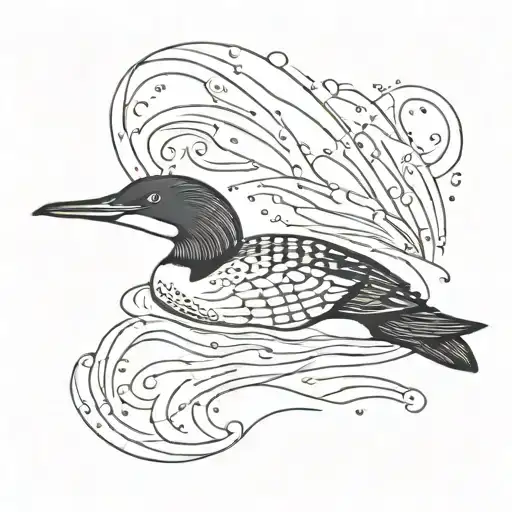 common loon gracefully gliding tattoo design idea