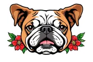 floppy ear English bulldog skill American tradtional ed  hardy tattoo design idea