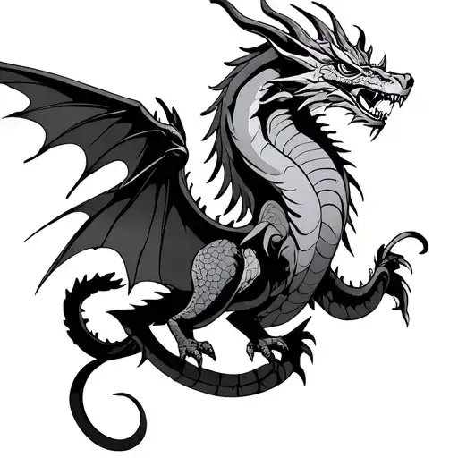 tribe and dragon flying tattoo design idea