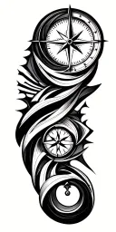nautical star with compass tattoo design idea