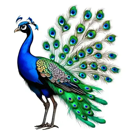 3 peacocks with 21 total feathers tattoo design idea