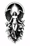 stair way to heaven hell with angel falling tattoo design idea