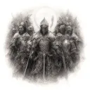 psalms 23:4 with 5 Crusader knights surround designs that compliment tattoo design idea