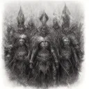 psalms 23:4 with 5 Crusader knights surround designs that compliment tattoo design idea