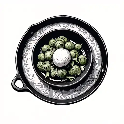 cast iron skillet tattoo design idea