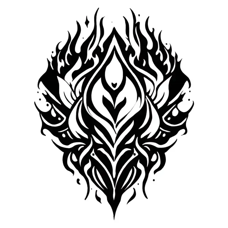 The balance of divine love (fire) and purification (water) tattoo design idea