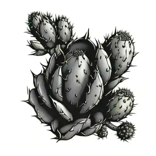 prickly pear cactus colored like sunset tattoo design idea