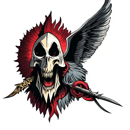 Sparta with grimreaper tattoo design idea