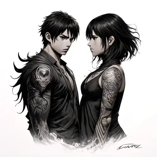 attack on titan, Levi and mikasa Ackerman, eren Yeager and his titan tattoo design idea
