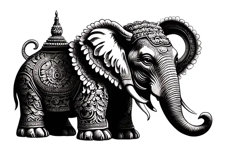 thailand elephant ,spicy thailand buddah eith chef atyle tattoo design idea
