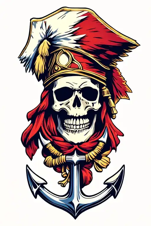 Navy skull chief anchor tattoo design idea