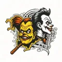 A spooky mashup tattoo featuring Michael Myers, Pennywise, Freddy Kruger, Scream, Art the clown, Jason, and the Bates Motel logo tattoo design idea