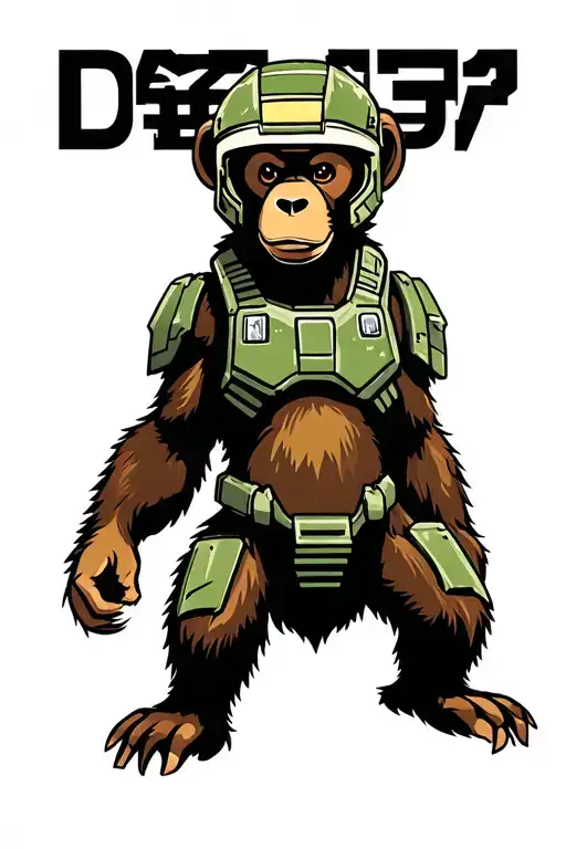 Mythical Bear/Monkey wearing Master Chief helmet tattoo design idea