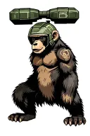 Mythical Bear/Monkey wearing Master Chief helmet tattoo design idea