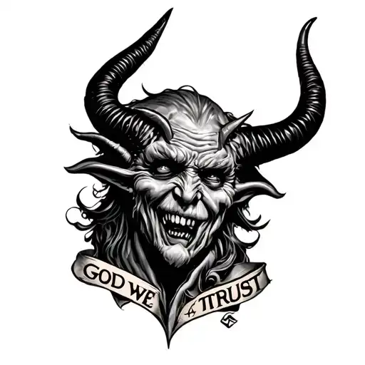 DEVIL VS GOD WE TRUST' tattoo design idea