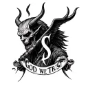 DEVIL VS GOD WE TRUST' tattoo design idea