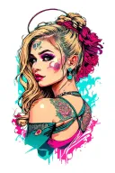 cyberpunk pin up girl tattoo design idea