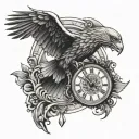 Chronos Kairos hourglass clock Eagle tattoo design idea