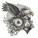 Chronos Kairos hourglass clock Eagle tattoo design idea