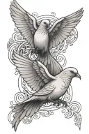 three doves with a wave and cross tattoo design idea