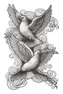 three doves with a wave and cross tattoo design idea