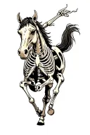 horse skeleton galloping tattoo design idea