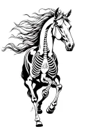 horse skeleton galloping tattoo design idea