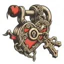 heart shaped lock and key unlocking tattoo design idea