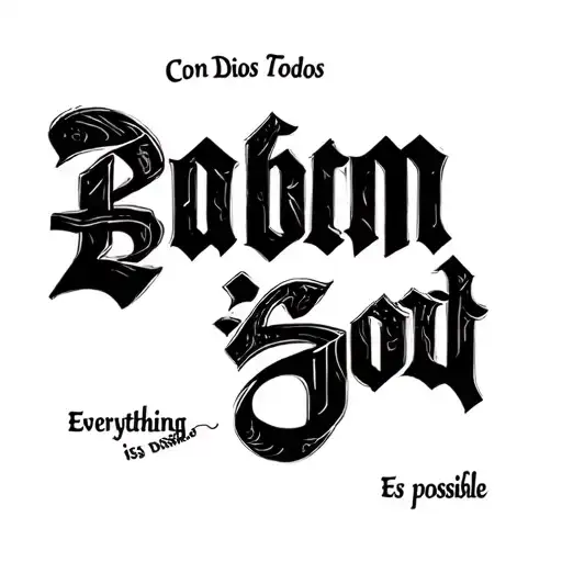 Con Dios Todo Es posible Everything with God is possible. 了 帝帝, 切皆帝 可能可能 Cu Dumnezeu toate Lucrurile Sunt posibilis Bogom все tattoo design idea