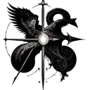 libra and Sagittarius symbol merging tattoo design idea