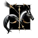 libra and Sagittarius symbol merging tattoo design idea